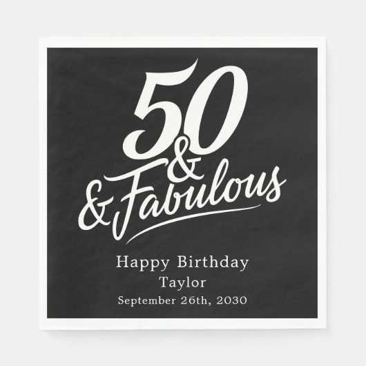 50 and Fabulous Birthday Chic Script Custom Servet (Voorkant)