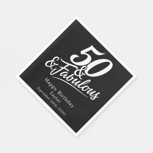 50 and Fabulous Birthday Chic Script Custom Servet (Hoek)