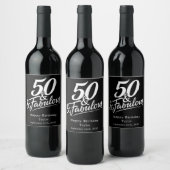 50 and Fabulous Birthday Chic Script Custom Wijn Etiket (Flessen)