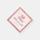 50 and Fabulous Birthday Elegant Roos Roze Glitter Servet (Hoek)