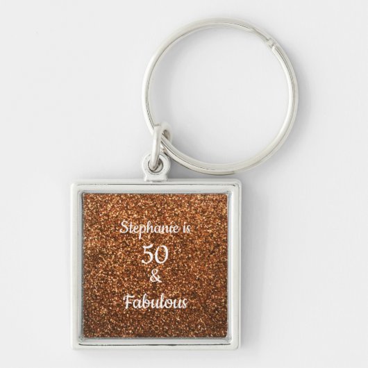 50 and Fabulous Birthday Gold Glitter Schattige Sleutelhanger (Voorkant)
