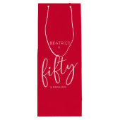 50 and Fabulous Birthday Modern Script Red Wijn Cadeautas (Achterkant)