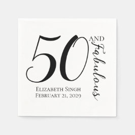50 and Fabulous Birthday Party Black and White Servet