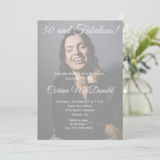 50 and Fabulous Birthday Party Invitation  Kaart (Staand voorkant)