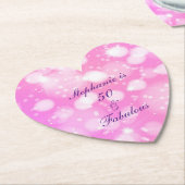 50 and Fabulous Birthday Pink Rose Paarse glitter Kartonnen Onderzetters (Gekanteld)