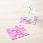 50 and Fabulous Birthday Pink Rose Paarse glitter Kartonnen Onderzetters (Insitu)