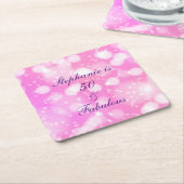 50 and Fabulous Birthday Pink Rose Paarse glitter Kartonnen Onderzetters (Schuin)