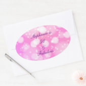 50 and Fabulous Birthday Pink Rose Paarse glitter Ovale Sticker (Envelop)