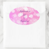 50 and Fabulous Birthday Pink Rose Paarse glitter Ovale Sticker (Tas)