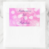 50 and Fabulous Birthday Pink Rose Paarse glitter Rechthoekige Sticker (Tas)
