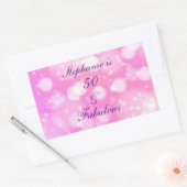50 and Fabulous Birthday Pink Rose Paarse glitter Rechthoekige Sticker (Envelop)