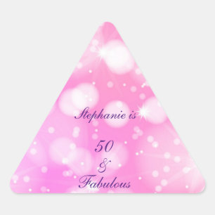 50 and Fabulous Birthday Pink Rose Paarse glitter Sticker