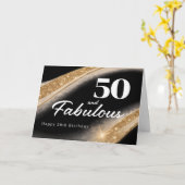 50 and Fabulous Black Gold 50th Birthday Kaart (Gele Bloem)