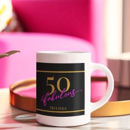 50 and Fabulous Black Gold Pink Koffiemok