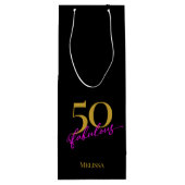 50 and Fabulous Black Gold Pink Wijn Cadeautas (Achterkant)