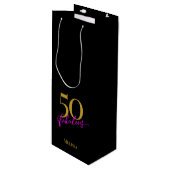 50 and Fabulous Black Gold Pink Wijn Cadeautas (Voorkant Gekanteld)