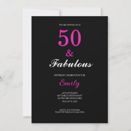 50 and Fabulous Black Pink Birthday Kaart