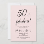 50 and Fabulous Blush Pink Black 50e verjaardag Kaart (Voorkant)