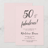 50 and Fabulous Blush Pink Black 50e verjaardag Kaart (Voorkant / Achterkant)