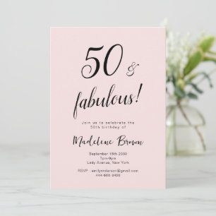 50 and Fabulous Blush Pink Black 50e verjaardag Kaart