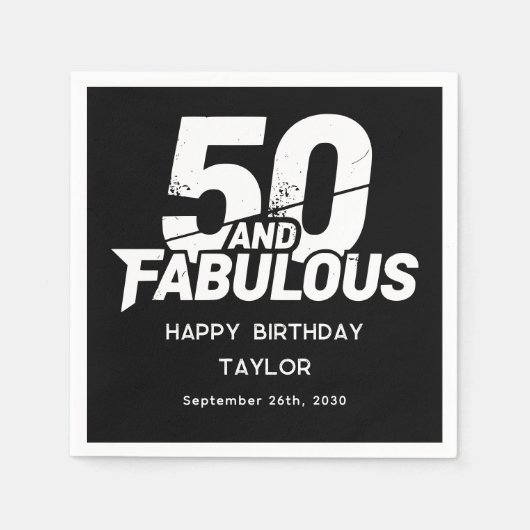 50 and Fabulous Bold Grunge Distressed Birthday Servet (Voorkant)