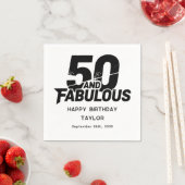 50 and Fabulous Bold Grunge Distressed Black White Servet (Insitu)