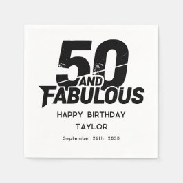 50 and Fabulous Bold Grunge Distressed Black White Servet