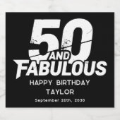 50 and Fabulous Bold Grunge Distressed Custom Sparkling Wijnetiket (Enkel label)