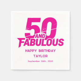 50 and Fabulous Bold Grunge Distressed Pink Servet