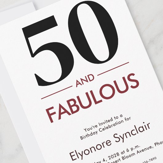 50 And Fabulous Cherry Wine 50th Birthday Kaart