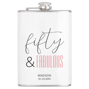 50 and Fabulous Custom 50th Birthday Modern Script Heupfles