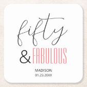 50 and Fabulous Custom 50th Birthday Modern Script Kartonnen Onderzetters (Voorkant)