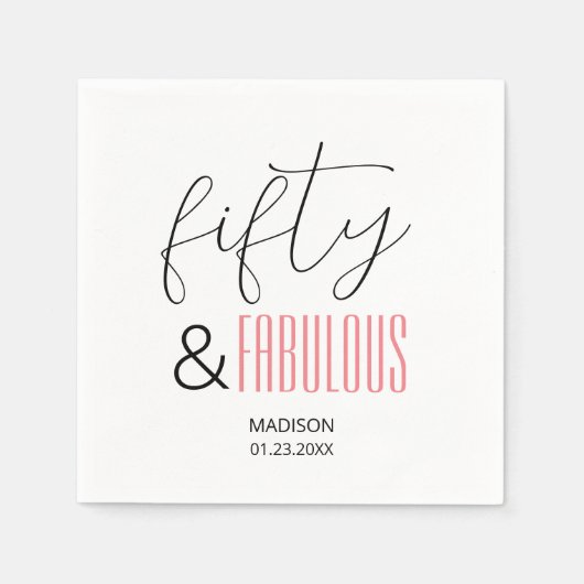 50 and Fabulous Custom 50th Birthday Modern Script Servet (Voorkant)