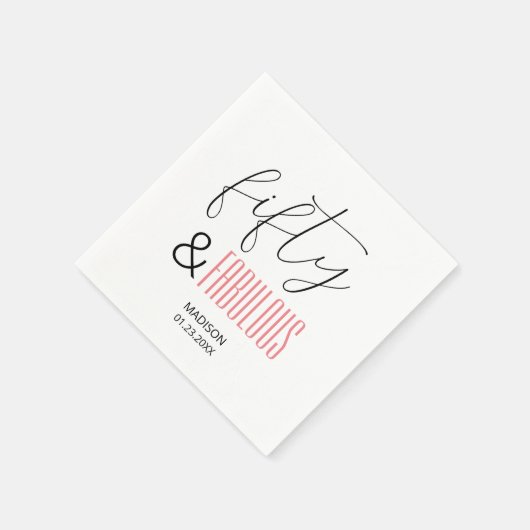 50 and Fabulous Custom 50th Birthday Modern Script Servet (Hoek)