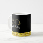 50 and Fabulous Elegant Script Zwart Goud Glitter Mok (Voorkant links)