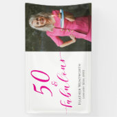 50 and Fabulous Fiftieth Birthday Hot Pink Photo Spandoek (Verticaal)