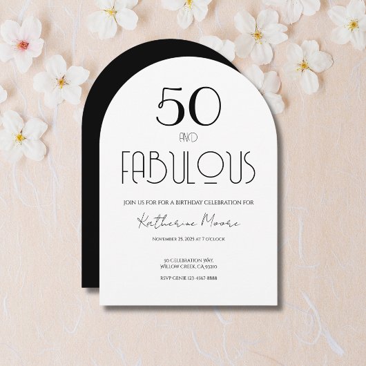 50 and Fabulous Fifty Birthday Invitation Kaart