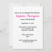 50 and Fabulous Funny Pug Dog Diva Roze Verjaardag Kaart (Achterkant)