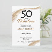 50 and Fabulous Gold 50th Birthday Invitation Kaart (Staand voorkant)