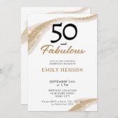 50 and Fabulous Gold 50th Birthday Invitation Kaart (Voorkant / Achterkant)