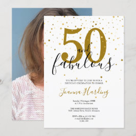 50 and Fabulous Gold Black 50th Birthday Foto Kaart