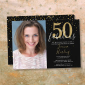 50 and Fabulous Gold Black 50th Birthday Foto Kaart