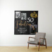 50 and Fabulous Gold Foliage 3 Foto Verjaardag Wandkleed (In situ)