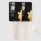 50 and Fabulous Gold Foliage 50th Birthday Photo Handwaaier (Voorkant en achterkant)