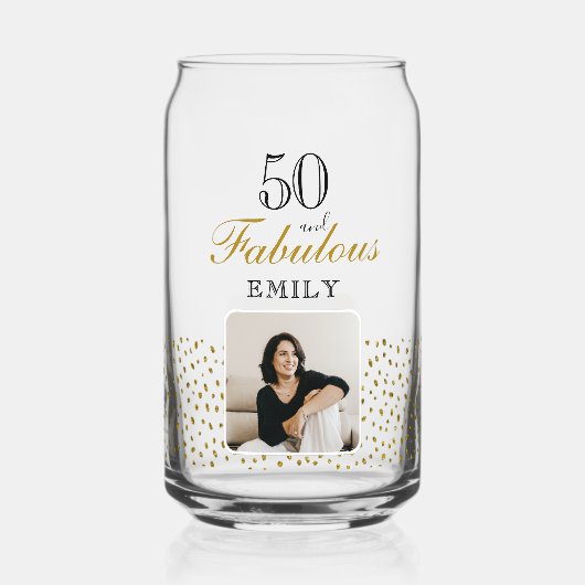 50 and Fabulous Gold Glitter Photo 50th Birthday Blikvorm Glas (Voorkant)