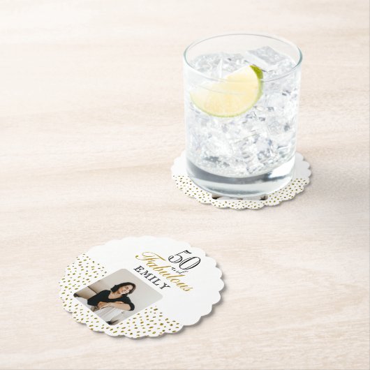 50 and Fabulous Gold Glitter Photo 50th Birthday Kartonnen Onderzetters (Insitu)