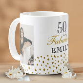 50 and Fabulous Gold Glitter Photo 50th Birthday Koffiemok