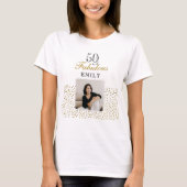 50 and Fabulous Gold Glitter Photo 50th Birthday T-shirt (Voorkant)