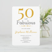 50 and Fabulous Gold Modern 50th Birthday Kaart (Staand voorkant)