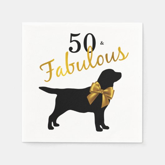 50 and Fabulous - Gouden Zwarte Labrador - Schatti Servet (Voorkant)
